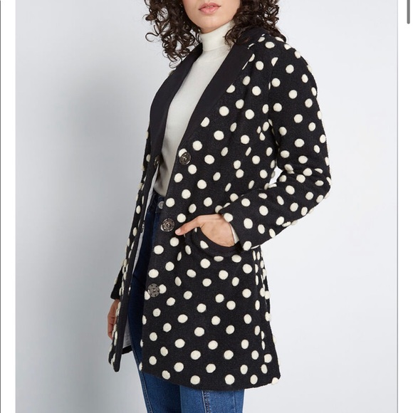 Modcloth Jackets & Blazers - NWT ModCloth | Polka Dot Wool Salient PeaCoat